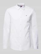 Tommy Jeans Regular Fit Business-Hemd mit Label-Stitching in Weiss, Gr...