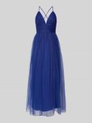 LACE & BEADS Abendkleid mit tiefem V-Ausschnitt in Royal, Größe M