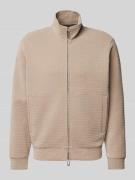 Emporio Armani Sweatjacke mit Label-Print in Taupe, Größe L