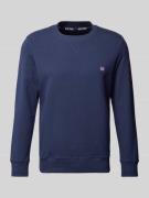 HOM Sweatshirt mit Label-Stitching in Dunkelblau, Größe XXL