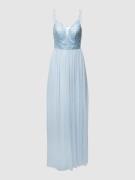 Mascara Abendkleid mit Pailletten und Zierperlen in Bleu, Größe 38