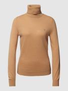 Gant Rollkragenpullover aus Leinen-Mix mit Logo-Stitching in Camel, Gr...