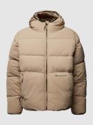 CHAMPION Steppjacke mit Label-Schriftzug in Beige, Größe XL