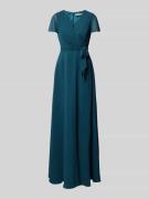 Christian Berg Cocktail Maxikleid mit Bindegürtel in Lagune, Größe 42