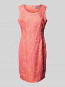 WHITE LABEL Knielanges Etuikleid aus reinem Leinen in Koralle, Größe 3...