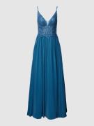 Mascara Abendkleid mit Stickereien in Rauchblau, Größe 44