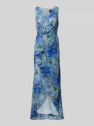 Adrianna Papell Maxikleid in Wickel-Optik in Blau, Größe 40