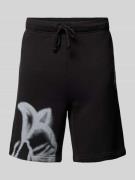 HUGO Regular Fit Sweatshorts mit Label-Print Modell 'Diflowos' in Blac...