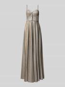 Unique Abendkleid mit Spaghettiträgern in Gold, Größe 34