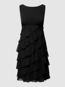 Swing Cocktailkleid aus Chiffon im Stufen-Look in Black, Größe 32