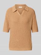 Christian Berg Woman Strickshirt mit V-Ausschnitt in Mud, Größe L