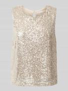 Apricot Blusentop mit Paillettenbesatz in Stein, Größe XXL