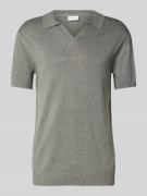 Lindbergh Slim Fit Poloshirt mit V-Ausschnitt Modell 'Ecovero' in Khak...