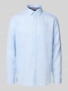 Christian Berg Men Regular Fit Leinenhemd mit Button-Down-Kragen in Bl...