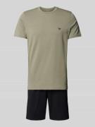 Emporio Armani Pyjama mit Label-Print in Oliv, Größe S