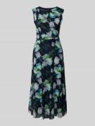 Swing Cocktailkleid mit floralem Muster in Dunkelblau, Größe 42