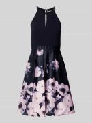 V.M. Cocktailkleid mit floralem Muster in Marine, Größe 42