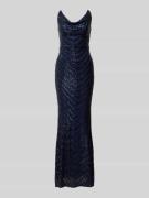 Lipsy Abendkleid mit Paillettenbesatz in Marine, Größe 42