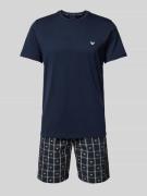 Emporio Armani Pyjama aus reiner Baumwolle in Blau, Größe M