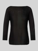 More & More Strickpullover mit U-Boot-Ausschnitt in Black, Größe 34