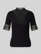 Only Slim Fit T-Shirt aus Viskose-Mix Modell 'TILDE' in Black, Größe L
