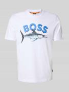 BOSS Orange T-Shirt mit Label-Motiv-Print Modell 'Bossfish' in Weiss, ...