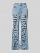 Review Straight Leg Jeans aus reiner Baumwolle in Hellblau, Größe 25