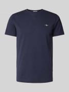 Gant Slim Fit T-Shirt mit Label-Stitching in Marine, Größe L