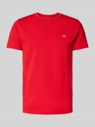 Gant Slim Fit T-Shirt mit Label-Stitching in Rot, Größe L