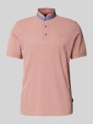 bugatti Regular Fit Poloshirt mit Stehkragen in Rose, Größe L