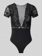 Pieces Body aus Mesh und Spitze Modell 'Sicca' in Black, Größe L