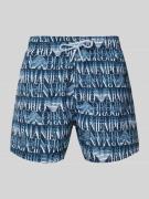 Emporio Armani Regular Fit Badeshorts mit Label-Print in Blau, Größe S