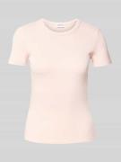 Jake*s Casual Slim Fit T-Sirt mit Feinripp in Rosa, Größe L