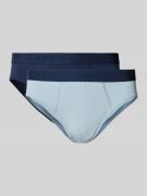 Hanro Slip mit elastischem Label-Bund im 2er-Pack in Blau, Größe L