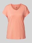 Soyaconcept T-Shirt mit geripptem V-Ausschnitt Modell 'Marica' in Pink...