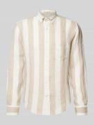 Gant Regular Fit Leinenhemd mit Blockstreifen in Beige, Größe XXL