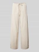 Gina Tricot Wide Leg Leinenhose mit Tunnelzug in Beige, Größe XL
