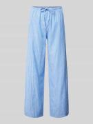 Gina Tricot Wide Leg Leinenhose mit Tunnelzug in Blau, Größe L