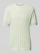 Lindbergh T-Shirt in Strick-Optik mit Zopfmuster in Mint, Größe XXL