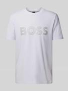 BOSS Green T-Shirt mit Label-Print in Weiss, Größe XL