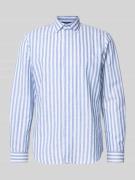 Jake*s Slim Fit Freizeithemd aus Leinen-Mix in Royal, Größe XXL