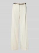 Christian Berg Woman Wide Leg Chino mit Gürtel in Offwhite, Größe 40