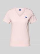 Hugo Blue T-Shirt mit Label-Detail in Rosa, Größe XS