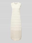 Christian Berg Woman Strickkleid mit Lochmuster in Sand, Größe M