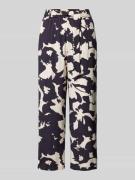 comma Straight Leg Stoffhose mit Bindegürtel in Marine, Größe 46