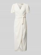 Christian Berg Cocktail Wickelkleid mit Bindegürtel in Ecru, Größe 36