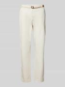 Christian Berg Woman Casual Fit Chino mit Gürtel in Offwhite, Größe 40