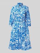 Marc Cain Hemdblusenkleid mit Knopfleiste und Bindegürtel in Royal, Gr...