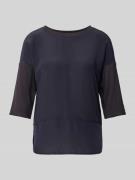 Marc Cain T-Shirt mit geripptem Rundhalsausschnitt in Marine, Größe 34