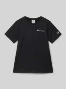 CHAMPION T-Shirt mit Label-Print in Black, Größe 128